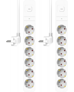 ELRO ES706 6-way power strip with surge protection - 1.5m cable and switch – Child protection - Earthed plug - max. 3680W - TÜV tested  | 2-Pack (ES706) 