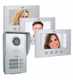 Video Door Intercom - 3 Apartments - With 3 x 7 inch colour screens (DV477W3)