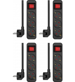 3-fach-Steckdosenleiste mit Schalter und 1,5 m Kabel – Kindersicherung – Schukostecker – max. 3680 W – TÜV-geprüft | 4-Pack (ES103S) 