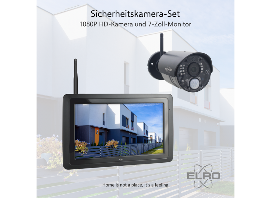 Draadloze Full HD Beveiligingscamera Set – 1080p Full HD Bewakingscamera  met 7” scherm & App ELRO