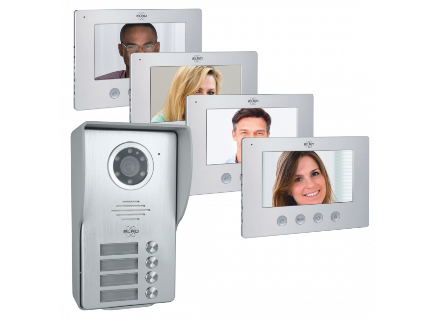 vloek Regelmatig Slechte factor Video Deur Intercom - 4 Appartementen - Met 4 x 7 inch kleurenscherm  (DV477W4) ELRO
