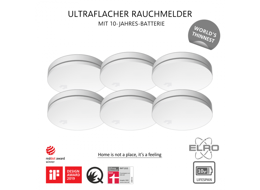 10 batterij Rookmelder Ultra (FS4610) met Dunne ELRO jaar
