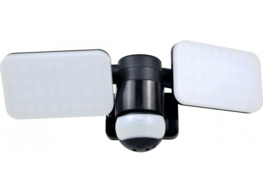 Duo LED Buitenlamp Bewegingssensor – 2x 10W – 1200LM – IP54 Waterdicht - Zwart (LF70-20-P)